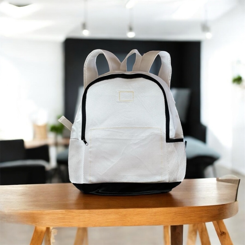 White and Black Mesh Backpack
